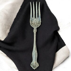 Vintage 1847 Roger Bros. Ornate Silverplate Cold Meat Serving Fork A1 Flatware